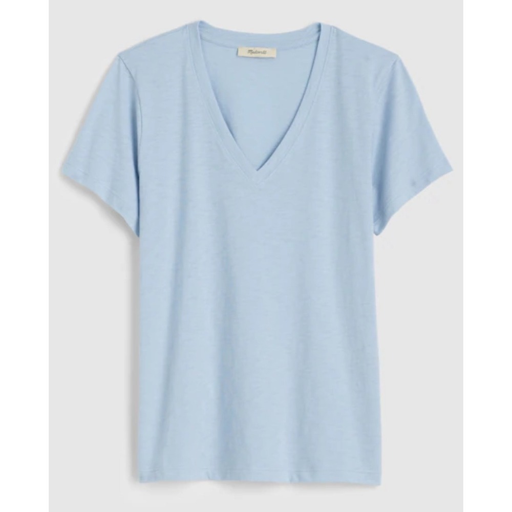 2/$30 NEW Madewell‎ Small Iced Light Blue Relaxed V-Neck Tee Lightweight Causal